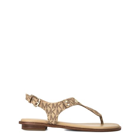 michael michael kors logo plate leather thong sandal|michael kors flat thong sandals.